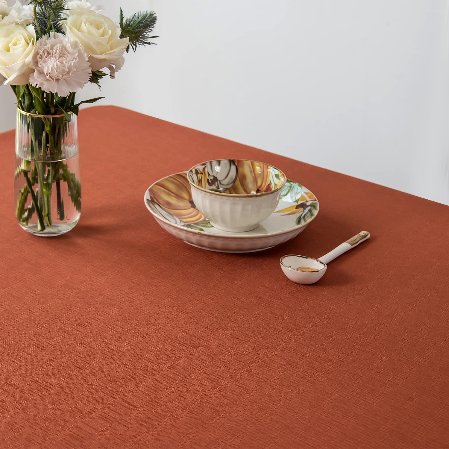 maxmill Slubby - Mantel Rectangular Texturizado, Resistente al Agua, Antiarrugas, a Prueba de derrames, Suave, para Comedor, Fiestas de Acción de Gracias y cenas de Vacaciones de Halloween, 152 x 264