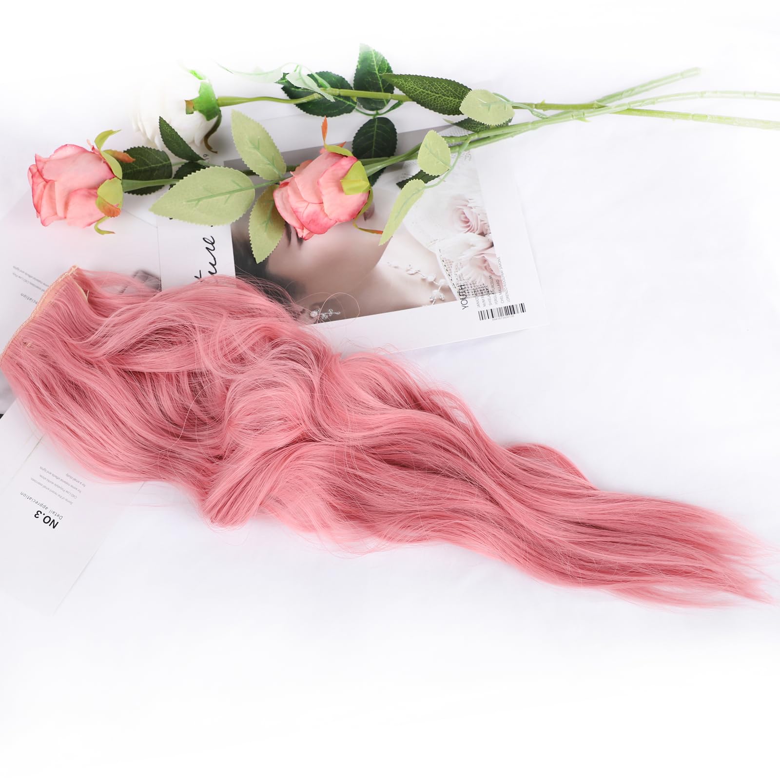20 inch 4 pieces 11 clips thick hairpieces extension Clip in Long Wavy Synthetic Hair Extension 20 Inch Blonde  main image 4