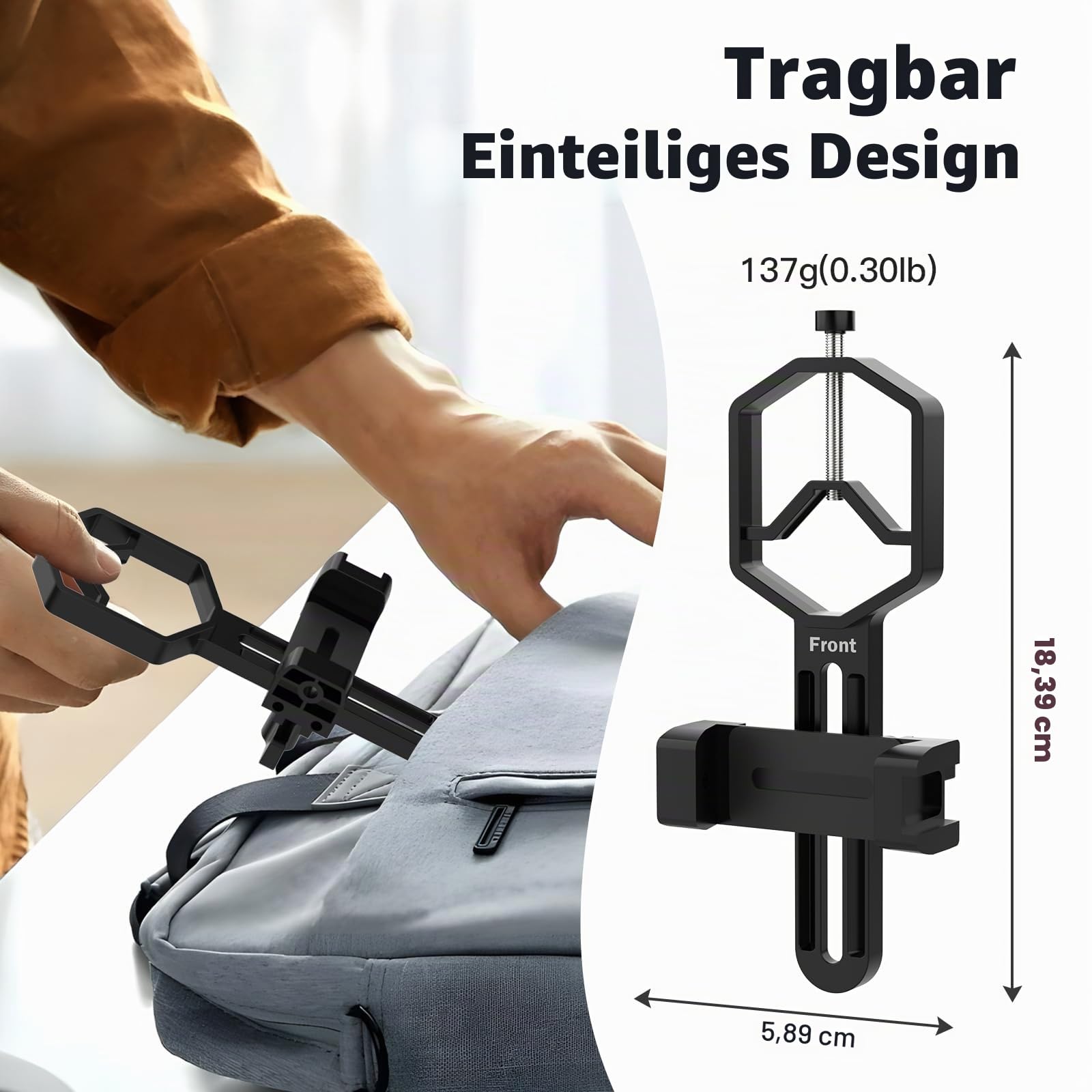 Spektiv Handy Adapter - Telefon-Zielfernrohrhalterung für Telefon (53mm to 90mm) Telefonhalterung für Teleskop, Fernglas, Mikroskop, für Okulare mit einem Durchmesser von (24mm to 52mm)