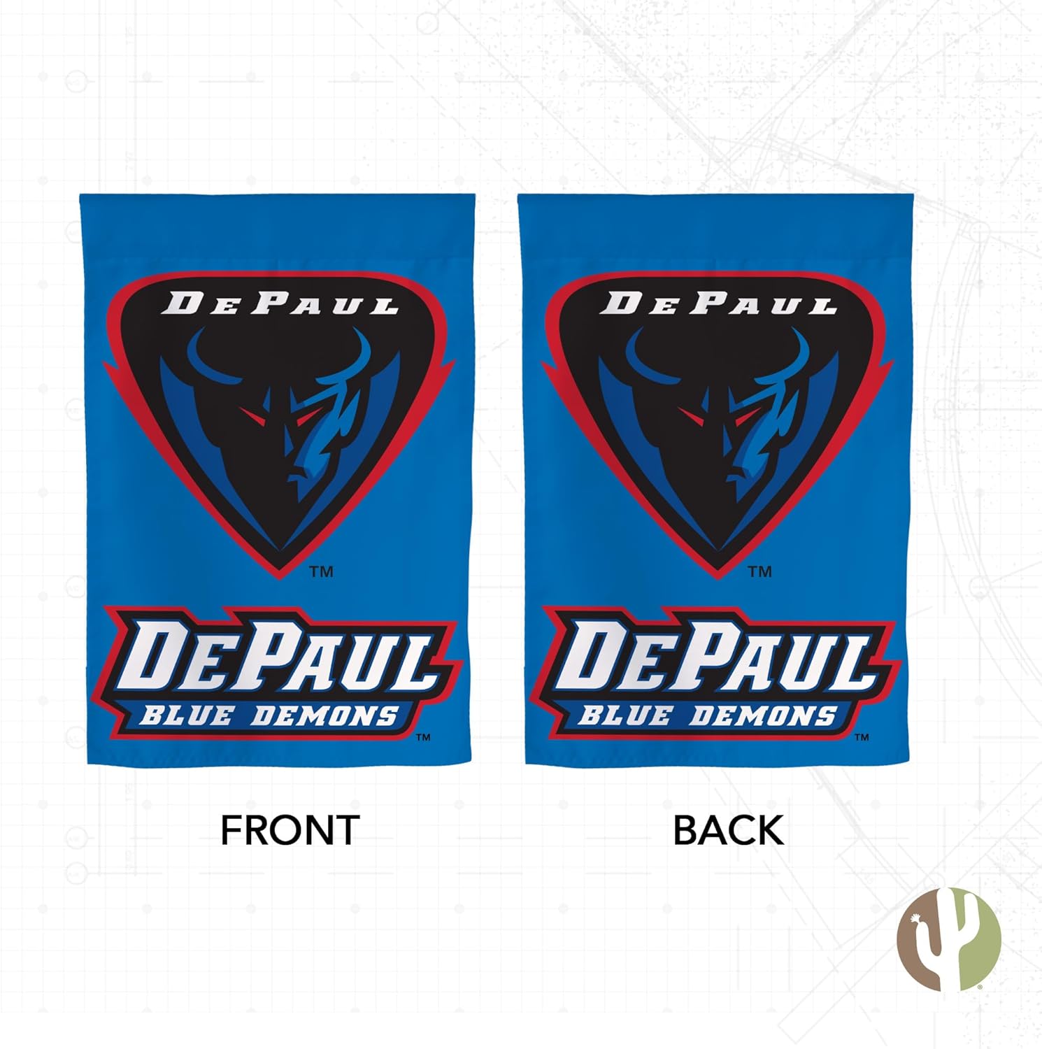 Desert Cactus DePaul University DPU Garden Flag – 19 x 12 inch DePaul Blue Demons Banner, For Outdoor Display and Events (Design A) - Image 2