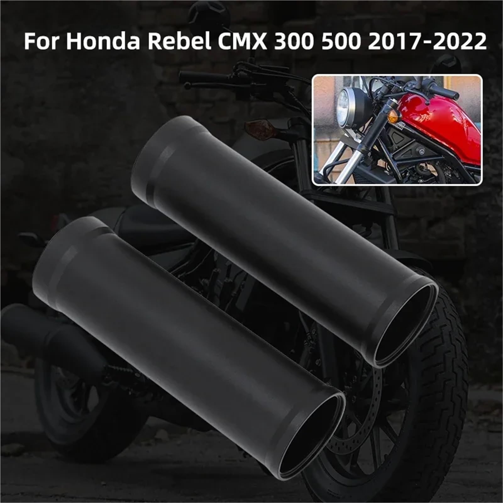 Widelce motocyklowe 2 szt. Osłona przedniego widelca motocyklowego, osłona amortyzatora, czarna, CNC, aluminiowa, pasuje do Honda Rebel CMX 300 500 2017-2023