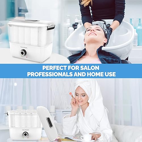 Miniatura 6 de EasyinBeauty Calentador de toallas calientes para tratamientos faciales, capacidad para 16 toallas pequeñas, vaporizador de toallas portátil de 5