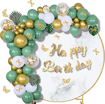 Amazon バルーン 風船 オリーブグリーン誕生日 飾り バルーン 誕生日 バルーン バースデー お祝い 飾り付け 流行 風船 飾り 豪華セット おしゃれ 可愛い ガーランド 紙吹雪風船 デコレーション 飾り 風船 バルーン おもちゃ