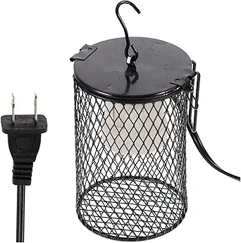 VICASKY Reptile Heat Lamp Cover with Holder and Shade, Black, US Plug