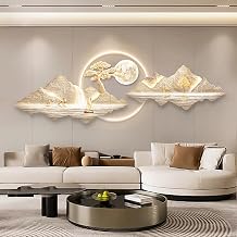3D Wall Art Decoration, Large Wall Sculpture Painting with Led Light, Creative Landscape Hanging Picture for Entrance Hallway Bedroom Home Decor