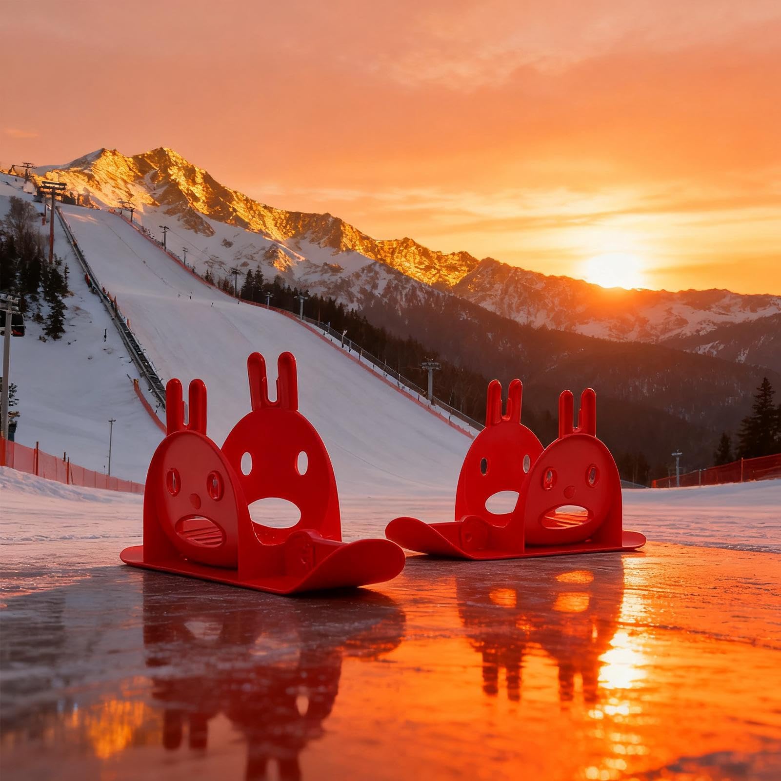 Scooter sci da neve | 1 paio di tavole da slitta senza pedali - Montaggio portatile per Walker Golf car Strada Montagna Guida Quotidiano Strade all'aperto Avventura Parco - Guida Avventura Giornaliera