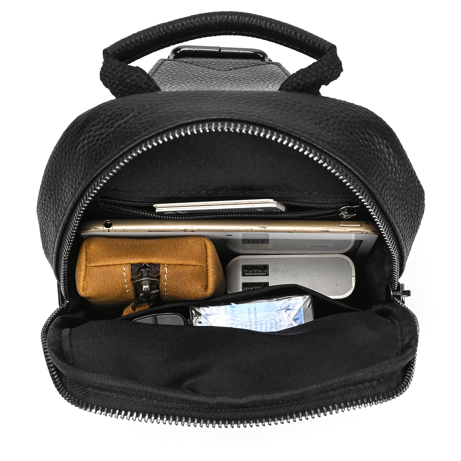 Leder Brust Tasche Männer Leder Umhängetasche Business Freizeit Crossbody Tasche Reise Arbeit kleine Handtasche, 9339 Schwarz