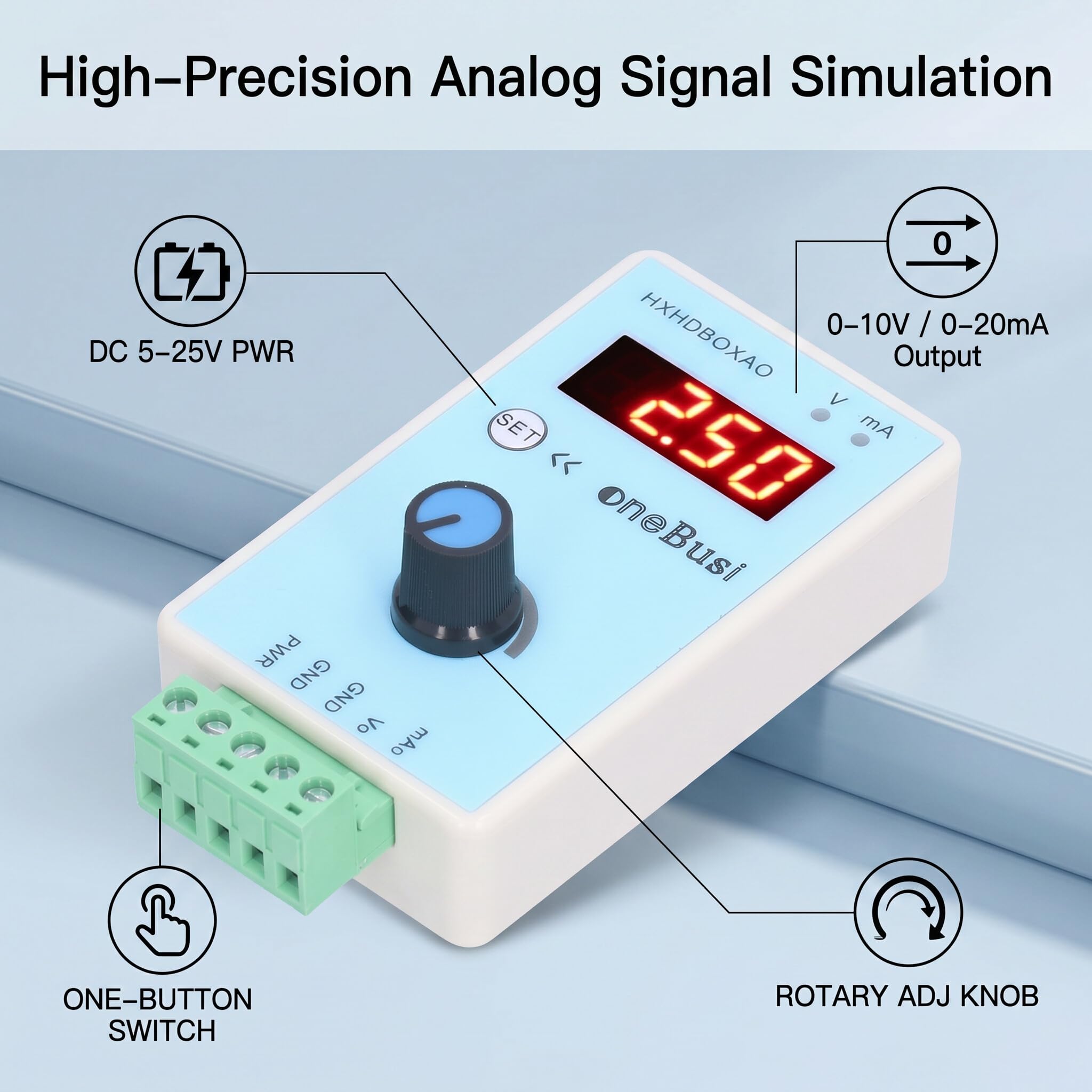 Générateur de Signaux Analogiques Eujgoov 0-10V/2-10V 0-20mA/4-20mA Générateur de Signaux de Tension de Courant Interface D'alimentation USB Simulateur Analogique