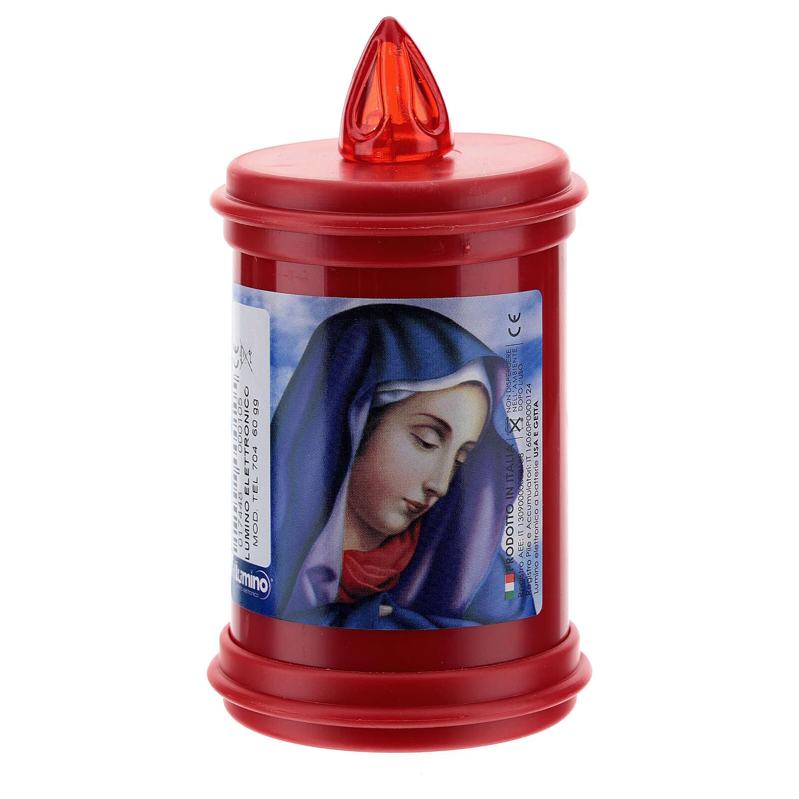 Holyart Votive Candle in red Plastic, Electric, Lasting 60 Days, JesusDiameter: 7.5 cm|Max Height: 13.5 cm|Height: 10.5 cm