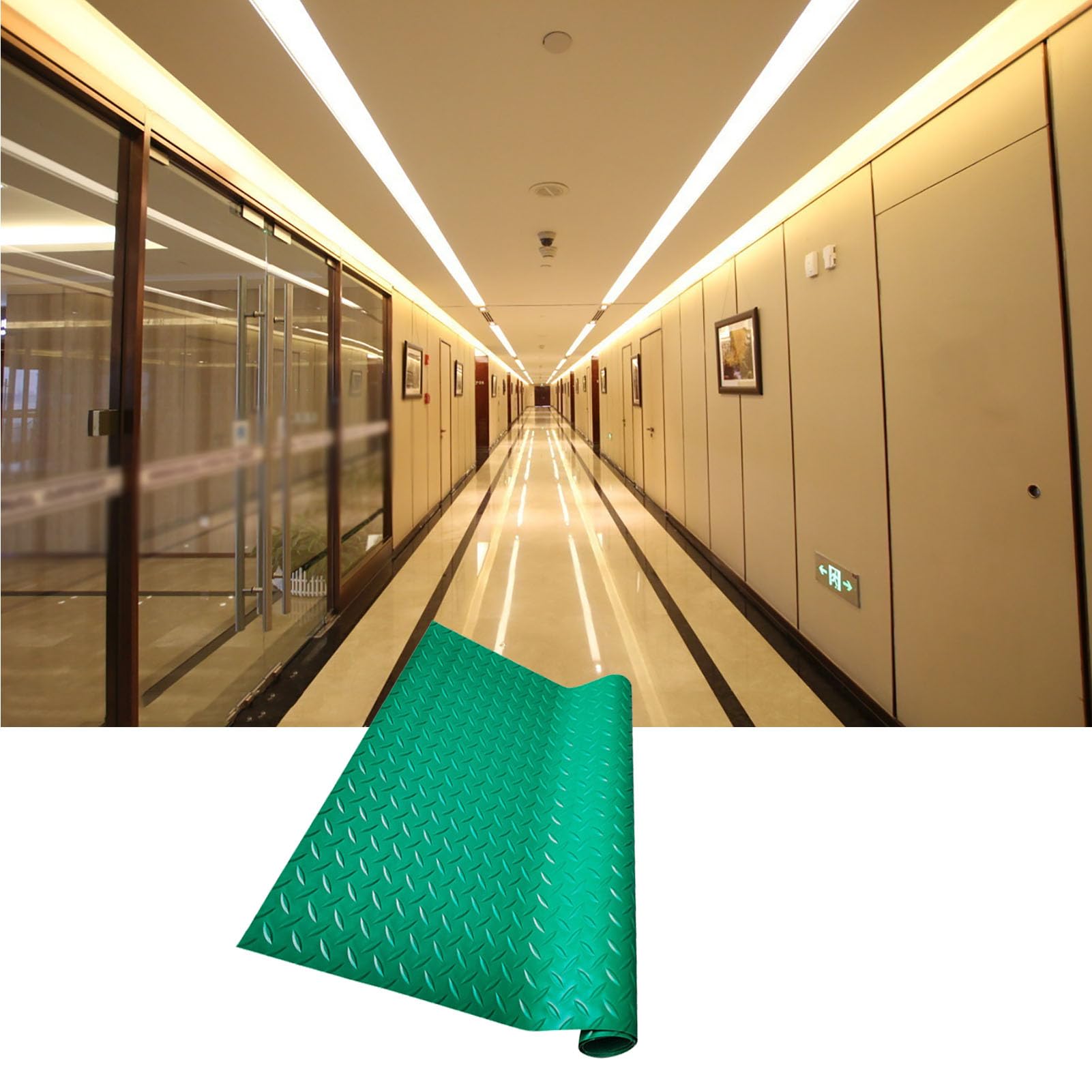 Rollo De Estera De Goma Comercial, Tapete De Goma Antideslizante Resistente, Alfombrillas De Goma Impermeables para Banco De Trabajo, Cocina, Gimnasio,Verde,3mm 2×1m