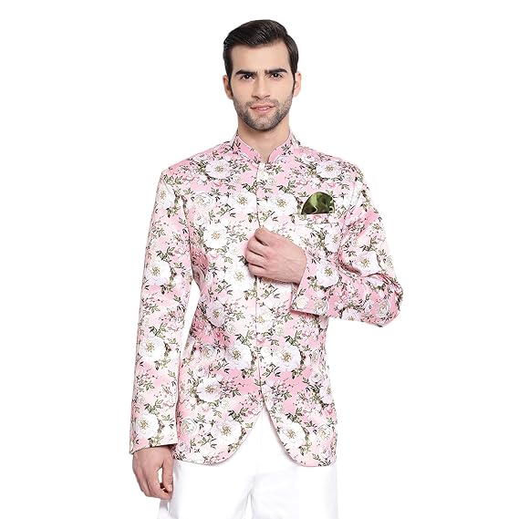Mens Silk Blend Blazer - Timeless Style, Versatile Elegance, and Superior Comfort | Floral Digitally Printed Premium Quality Jodhpuri Jacket for Formal and Casual Occasions