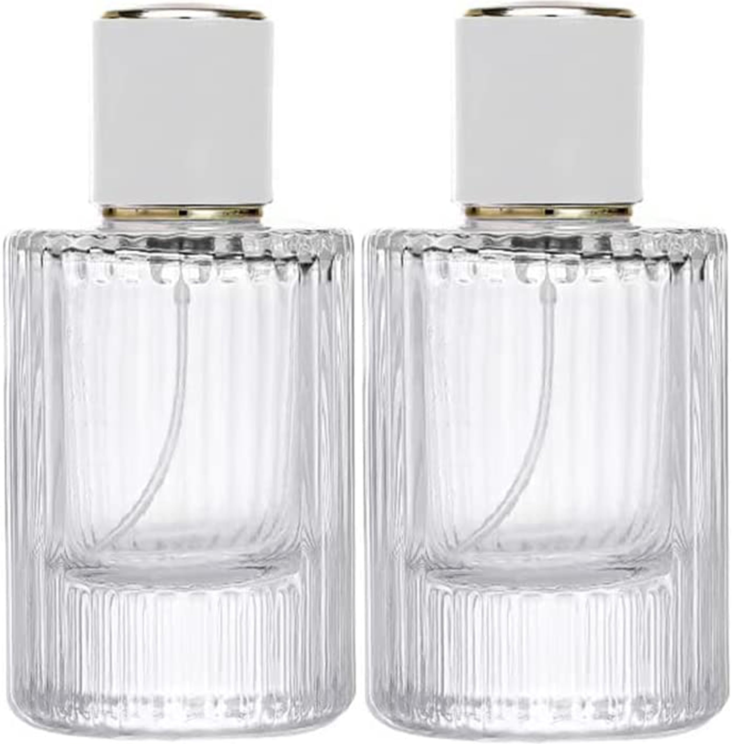 Hunky Dory 2pcs 50ml Empty Refillable Reusable Perfume Bottle With Cap and Metally Pump For Perfume, Essential oil, Beauty,Travel And Costmeic Use (Pack of 2).