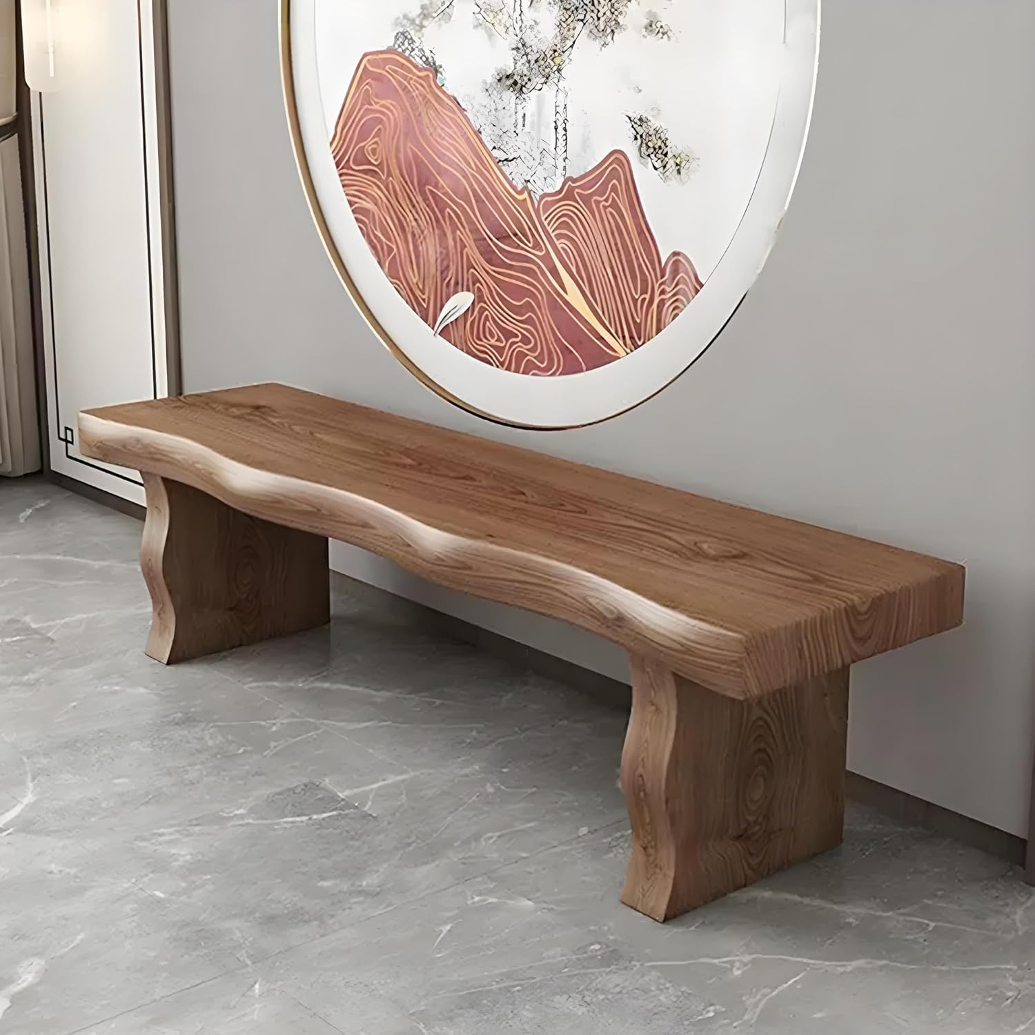 Dining Bench, Entryway Bench, Farmhouse Wooden Bench Indoor, Accent Bench, Modern End of Bed Bench for Kitchen, Living Room, Bedroom, Brown(120cm/47.2in)