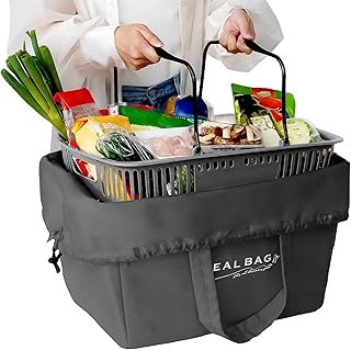 【レジカゴが丸ごと入る まとめ買いに大活躍】 atRise [アットライズ] レジカゴ保冷バッグ 大容量 エコバッグ 買い物かご用 保冷バッグ 自立 おしゃれなデザイン