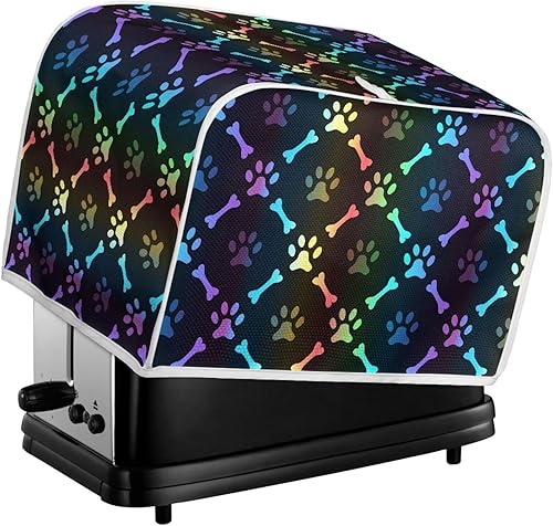 Miniatura 5 de Howilath Cubiertas de horno tostador con estampado de patas de perro, cubierta acolchada para tostadora, 4 rebanadas, tamaño universal, cubierta a