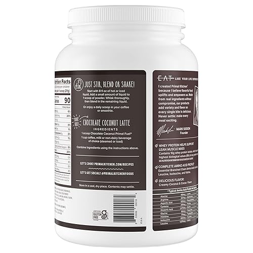 Miniatura 8 de Primal Kitchen Primal Fuel - Mezcla de bebidas de proteína de suero de coco y vainilla, sin gluten y soja, 1.85 libras