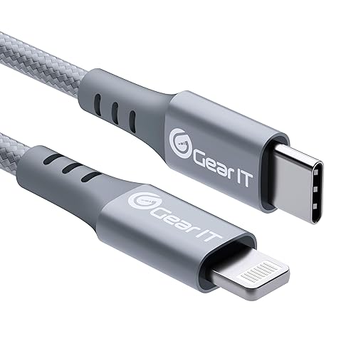 GearIT Cable Lightning a USB-C, cable de carga rápida trenzado de nailon de 10 pies certificado Mfi para iPhone 1212 Pro12 Pro Max1111 Pro11 Pro