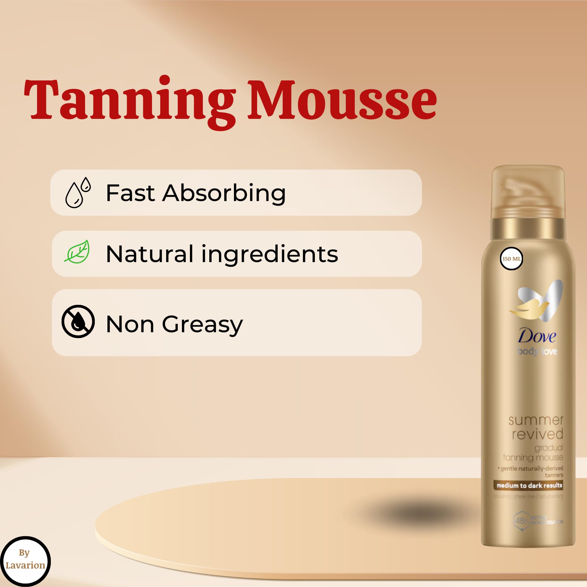 Dove Gradual Tanning Mousse Bundle, Light to Medium Tan 150ml & Medium to Dark Tan 150ml - Image 3