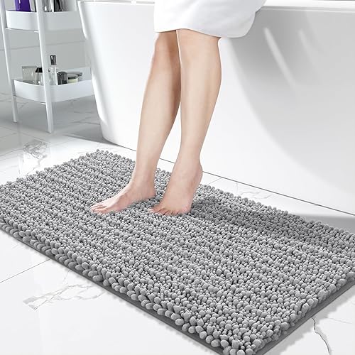 Miniatura 10 de Yimobra Alfombras de baño grandes antideslizantes lavables de 36 x 24 pulgadas, tapete de baño de chenilla ultra suave y absorbente, alfombra de