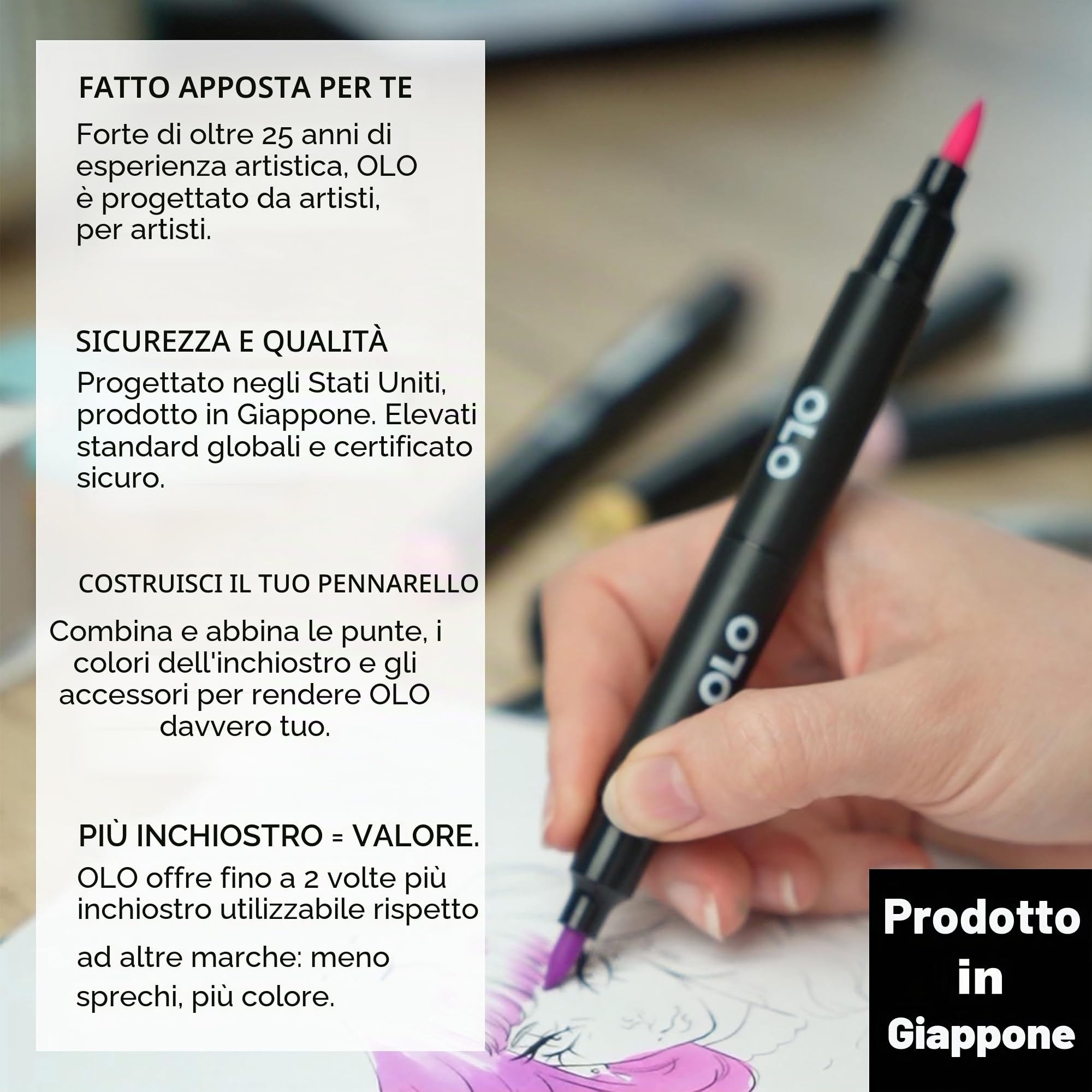 OLO Botanical - Set di 8 pennarelli ad alcool con punta a pennello, personalizzabili con innovativo flusso di inchiostro, pennarelli professionali a doppia punta per illustrazioni, schizzi, disegno