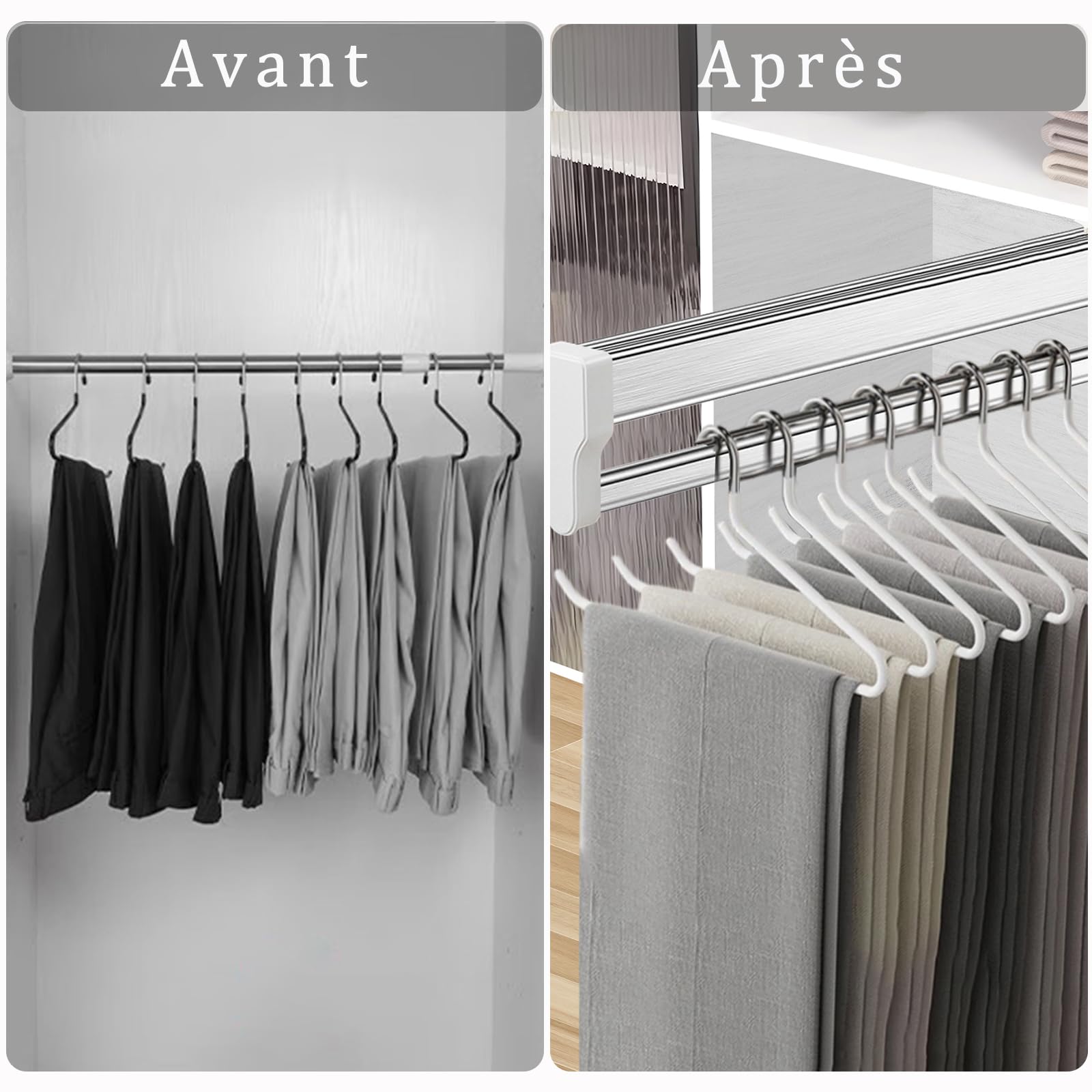 Tringle Penderie Extensible Coulissante Armoire Organisateur 792mm | Acier inoxydable robuste, charge 25kg, système push-pull coulissant, gain de place, rangement vêtements polyvalent