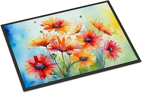 Miniatura 7 de Caroline's Treasures DAC1611MAT - Tapete para puerta delantera de 18 x 27 pulgadas, diseño de girasoles en acuarela, para interiores y exteriores,