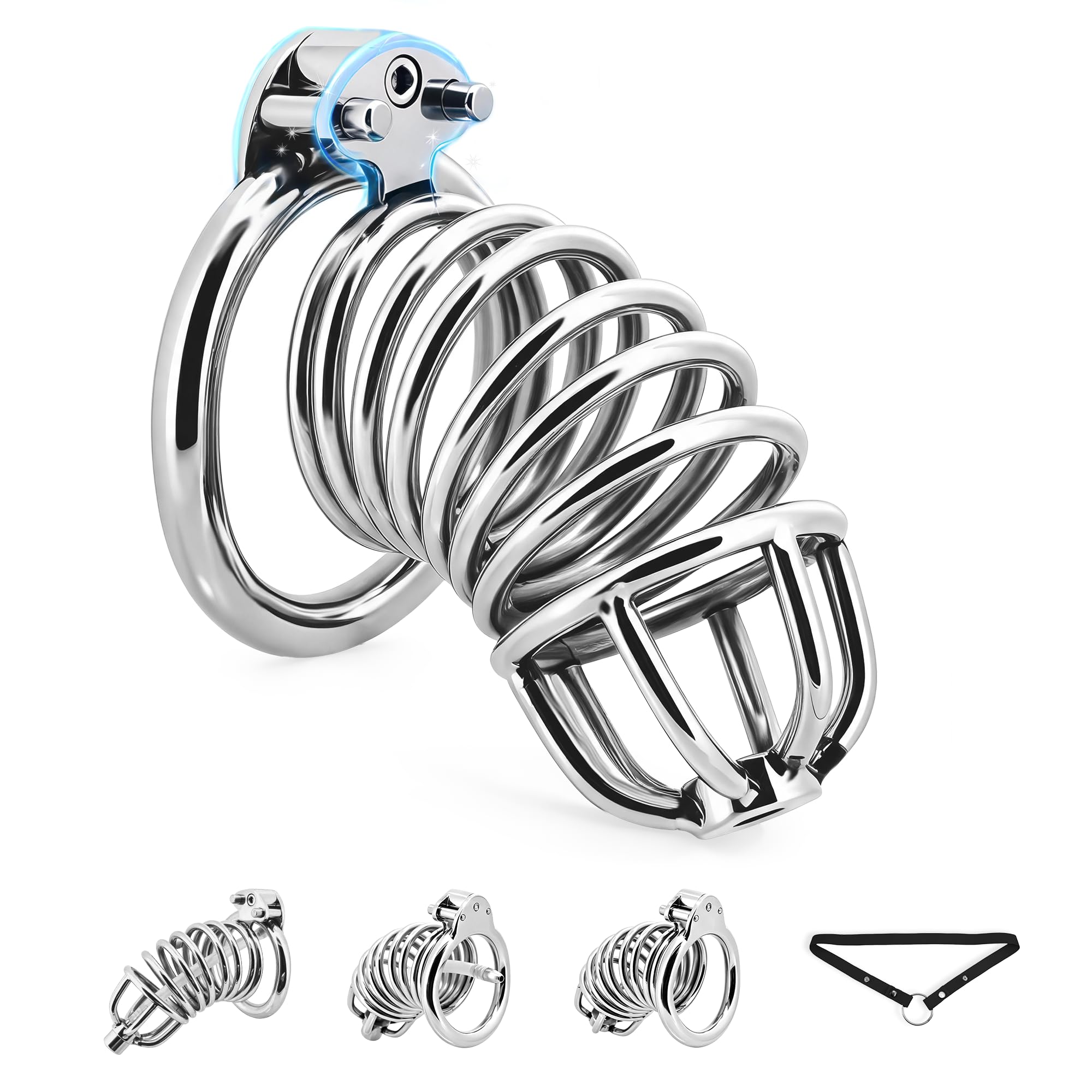Metal Chastity Cage, 2IN1 Male Chastity Device Adult Toy for Men, 1.77in 45mm