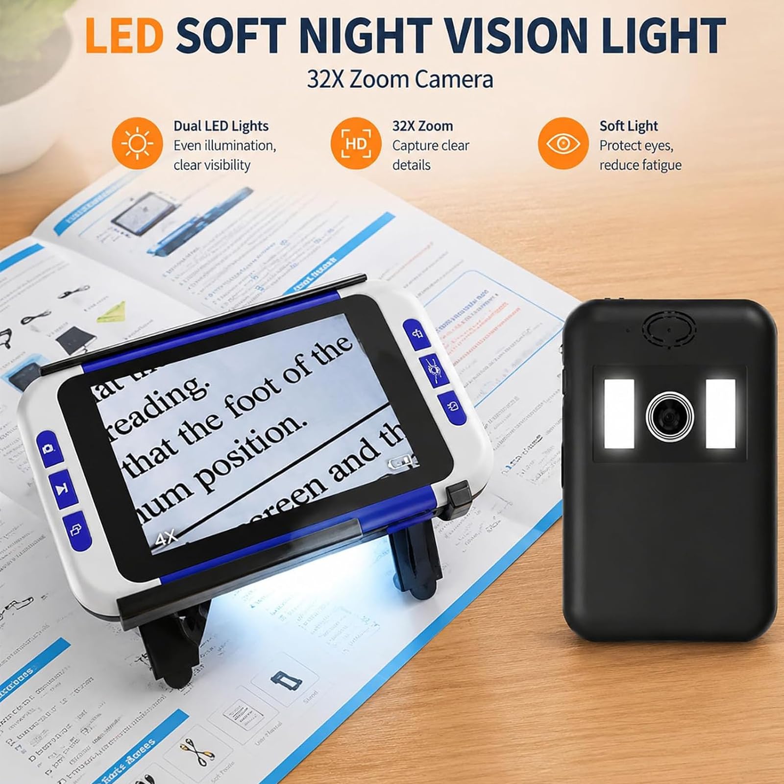 Loupe numérique Portable de 3,5 Pouces, Zoom 2-32X et 3 Modes de Couleur