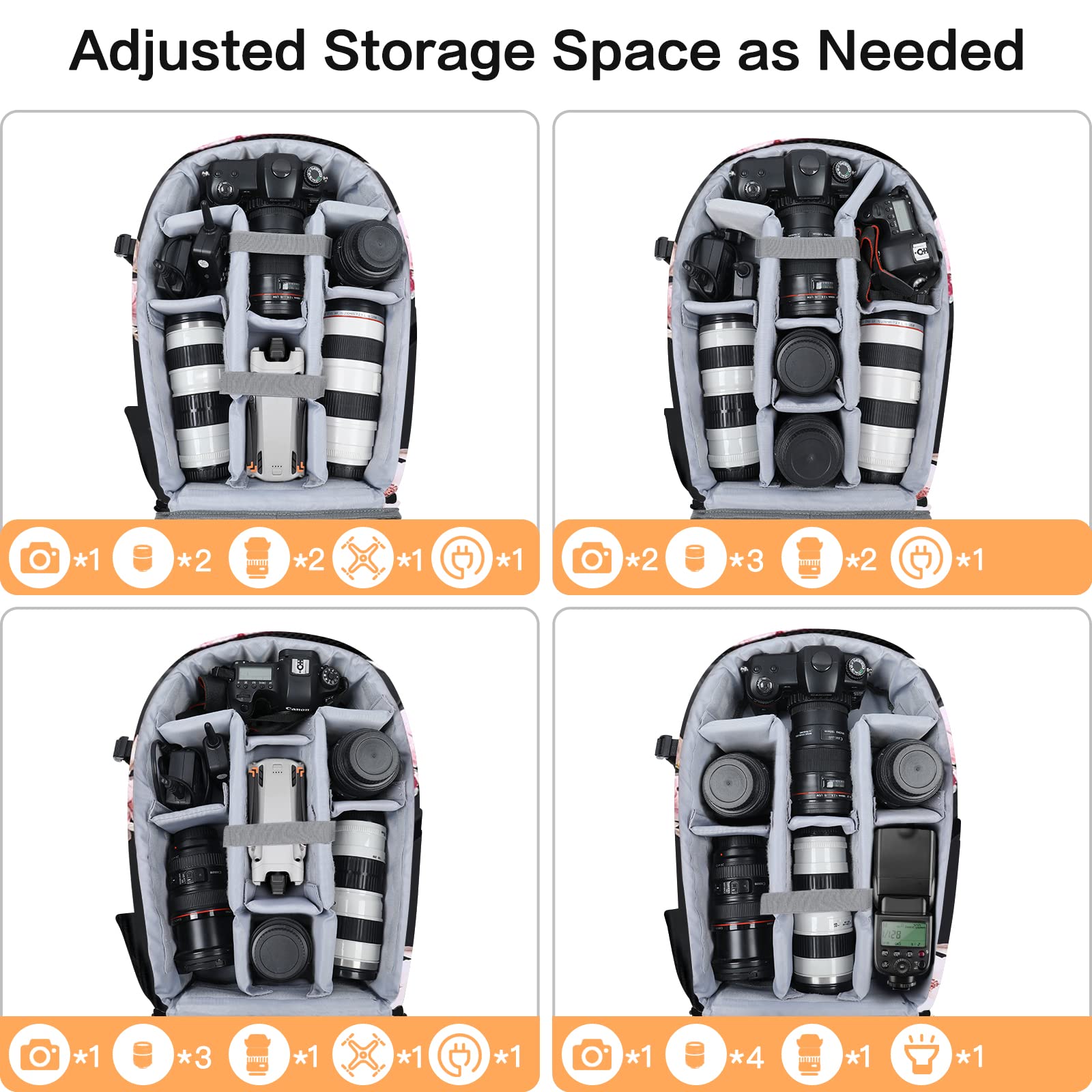 MOSISO Zaino per Fotocamera, DSLR/SLR/Mirrorless Borsa per Fotocamera Peony | Impermeabile Case con Supporto per Treppiede e Scomparto per Laptop Compatibile con Canon/Nikon/Sony/DJI Mavic Drone, Nero