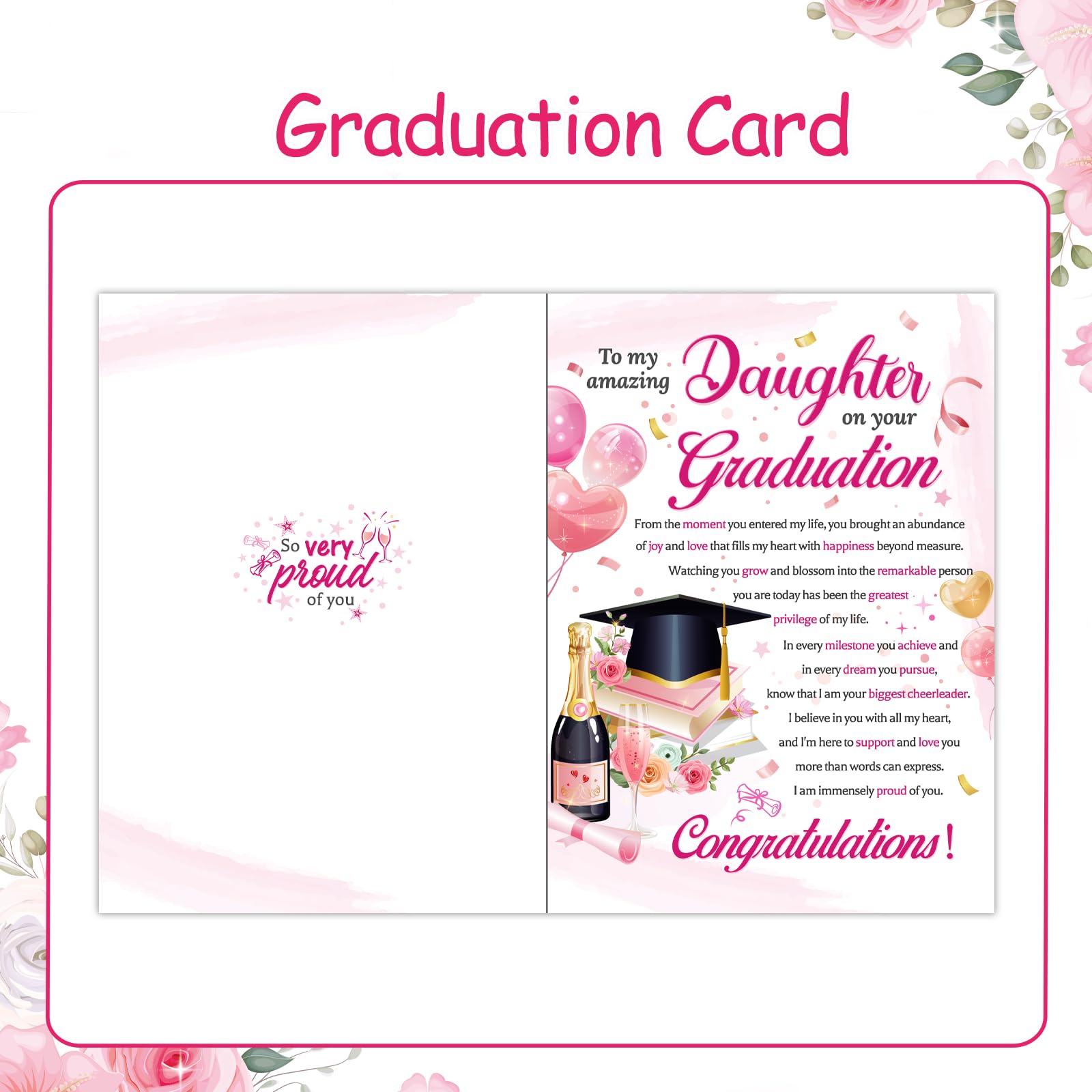 HOWAF Graduation Card Daughter, Congratulations Card with Keyring, Graduation Gifts for Daughter, A5 - Image 3