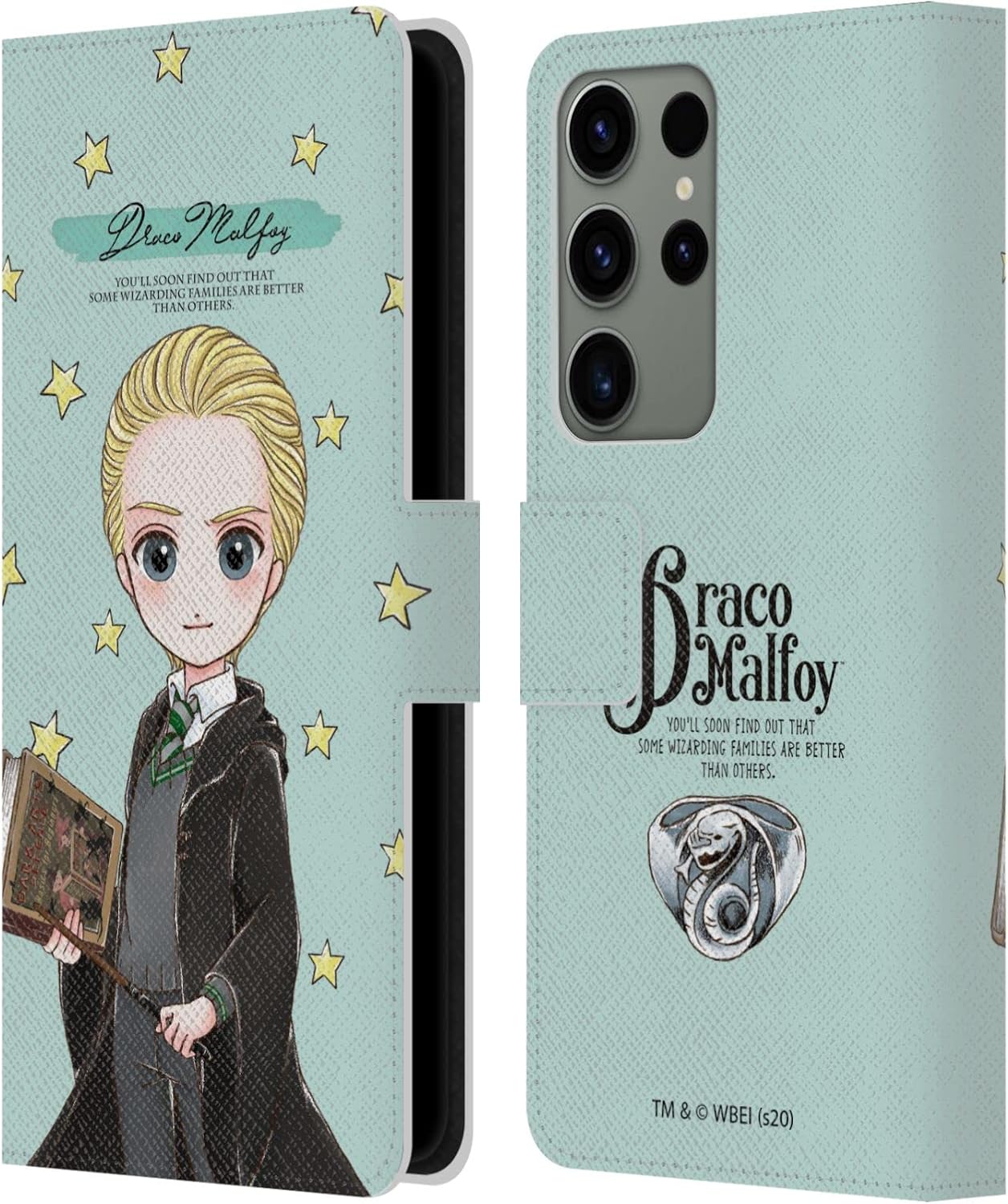 Head Case Designs Officially Licensed Harry Potter Draco Malfoy Deathly Hallows XXXVII Leather Wallet Case Compatible with Samsung Galaxy S23 Ultra 5G