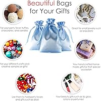 Vista 2 de Bolsas con cordón de satén azul bebé para regalo y recuerdo de boda, 5 x 8 pulgadas, 50 por paquete