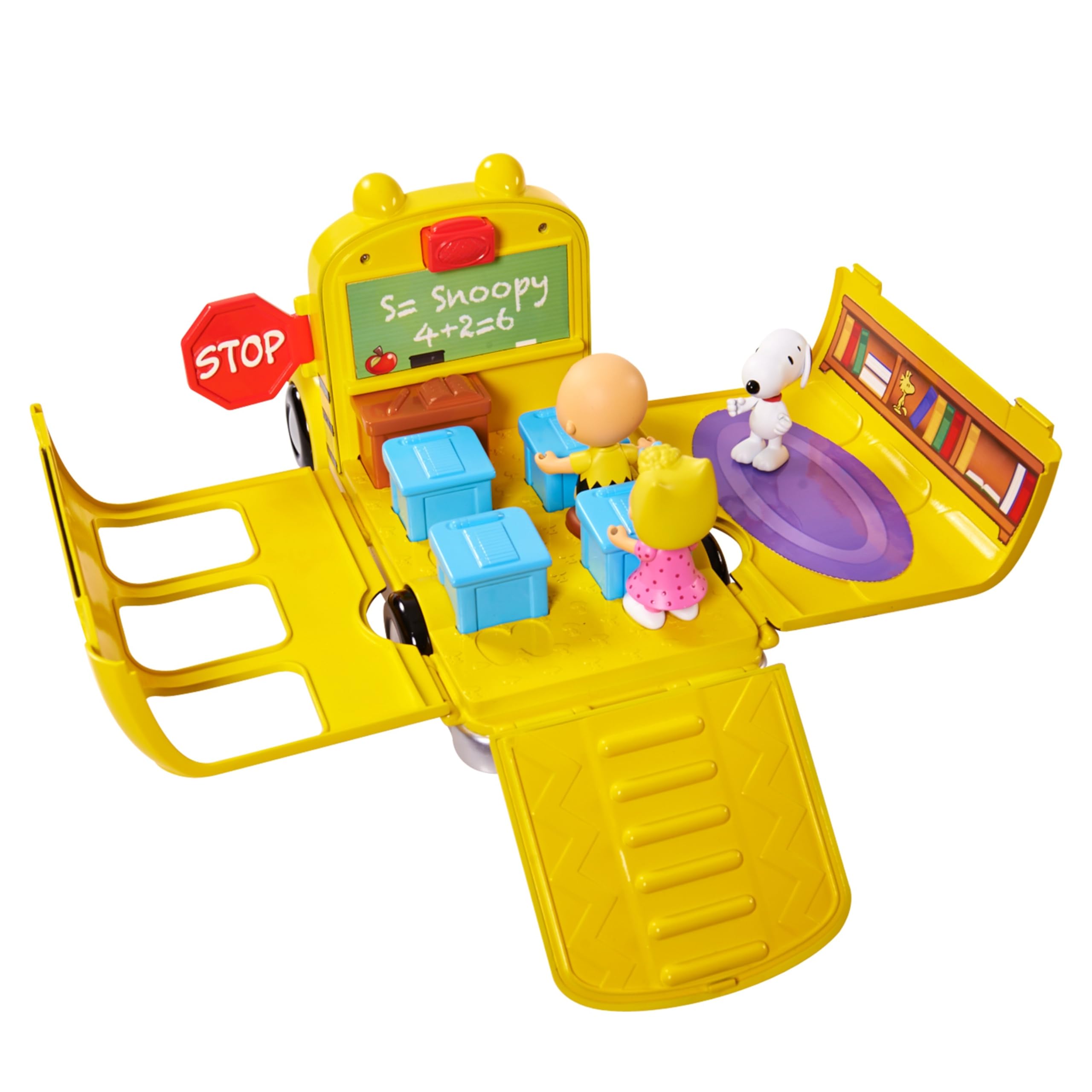 Peanuts Charlie Brown's Interactive School Bus Toy, 11-Pieces, Includes Charlie Brown, Sally, and Snoopy Figures, Toy for Fans, Boys, Girls, Kids, Ages 3 and Up, Kids Toys for Ages 3 Up by Just Play