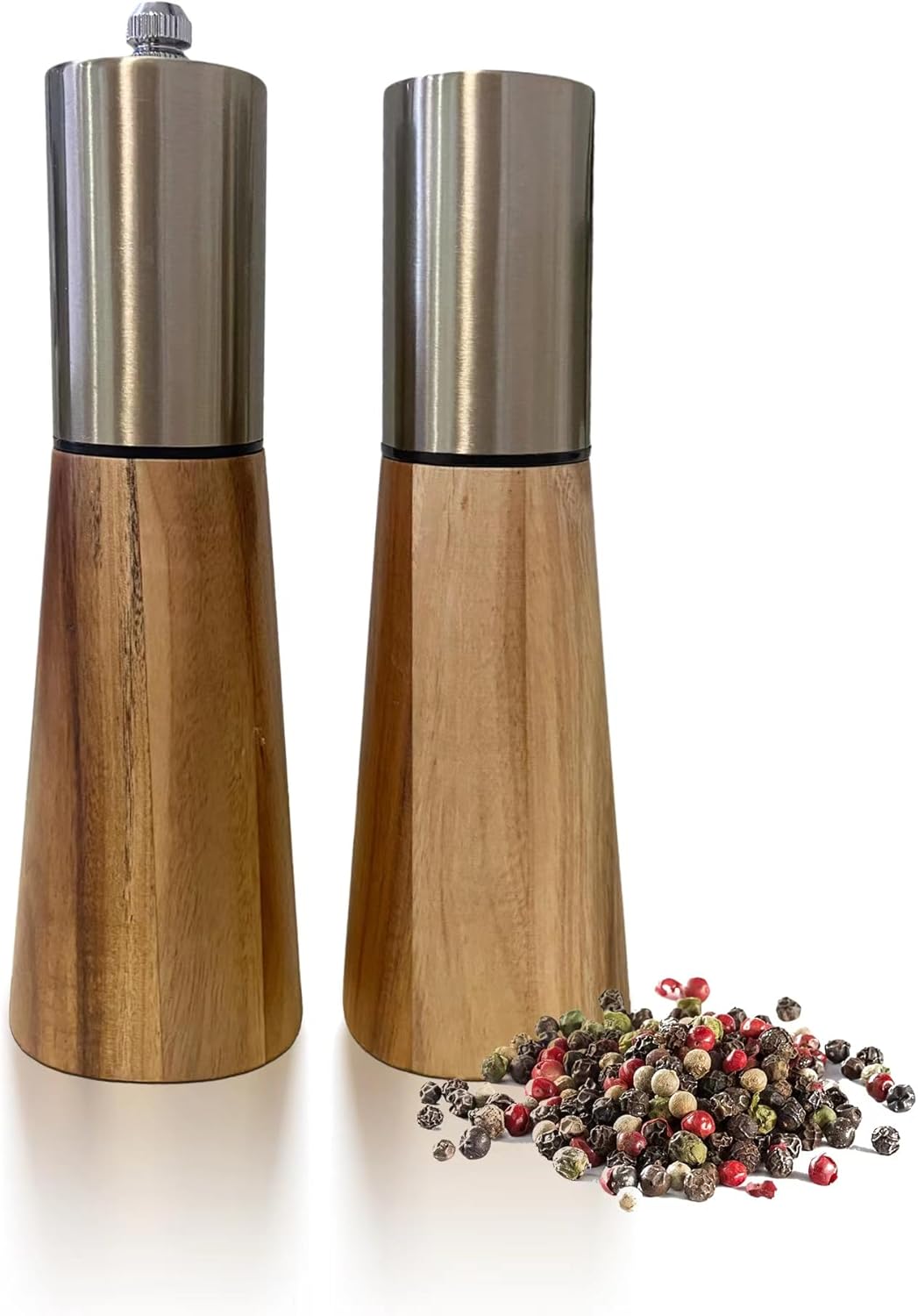 Salt and Pepper Grinder Set,Stainless Steel Manual Salt and Pepper Mill,Adjustable Thickness,Suitable For Kitchen,Barbecue,Picnic,2 Packs