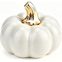 4 Inch White Small Ceramic Pumpkin for Fall Home Decorations