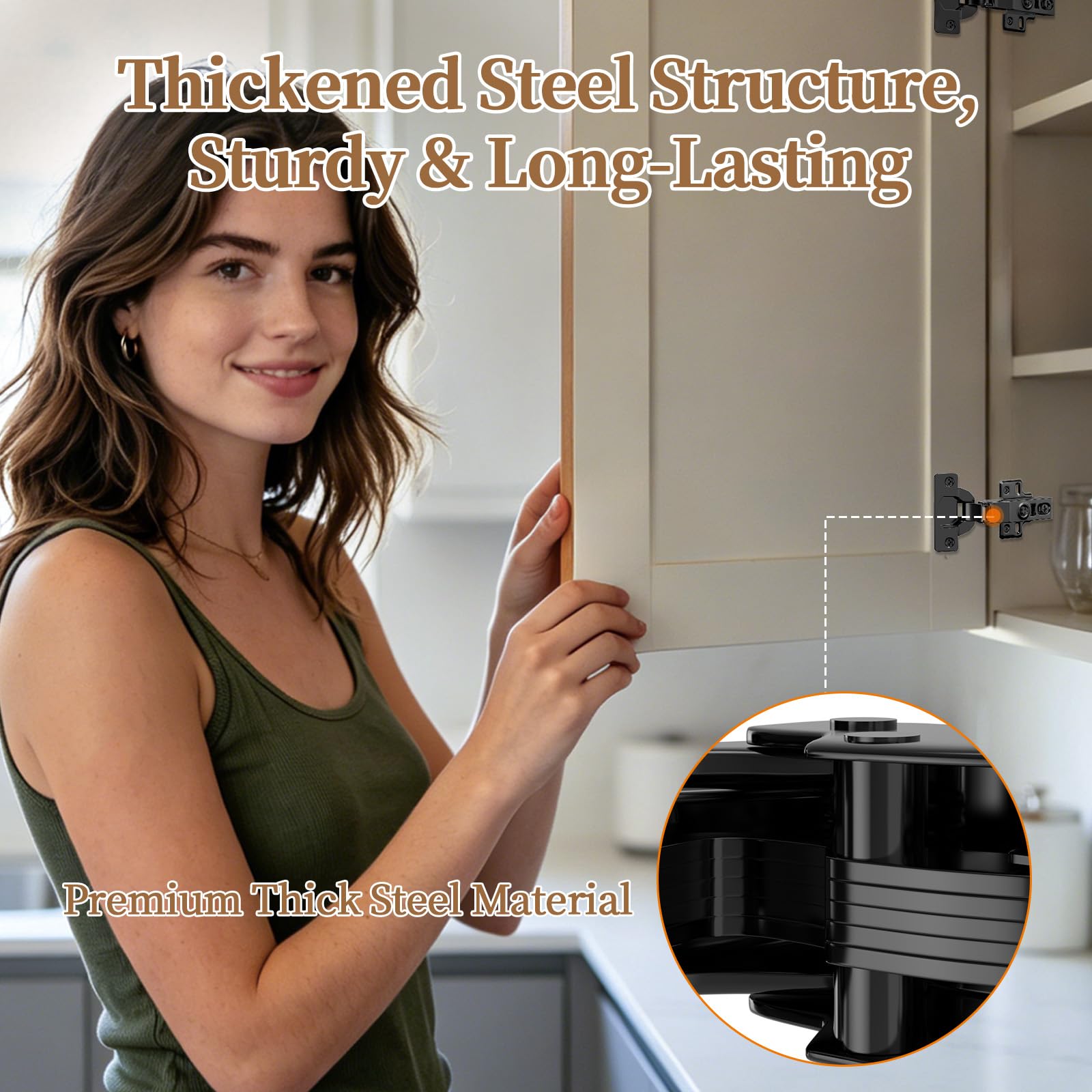 Mosike - Bisagras ocultas europeas silenciosas de cierre suave, bisagras ajustables sin marco para puertas de armarios de cocina, accesorios de armario, color negro, paquete de 20