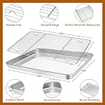 Baking Sheet with Rack Set (1 Sheet + 1 Rack), HaWare Stainless Steel Cookie Sheet for Oven Baking, 16”x12” Baking Pan Tray with Cooling Rack, Non Toxic & Heavy Duty, Dishwasher Safe