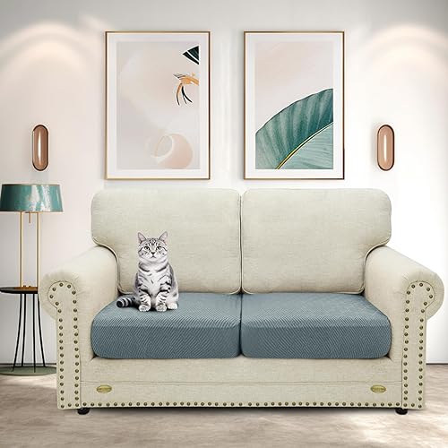 Miniatura 2 de ZNSAYOTX - Fundas de cojín individuales elásticas para sofá biplaza, fundas de repuesto suave con patrón único, protector de muebles con parte