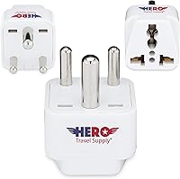 Vista 1 de Hero Premium Adaptador de Enchufe de Alimentación de EE. UU. a India (Tipo D, Paquete de 3, Conectado a Tierra)