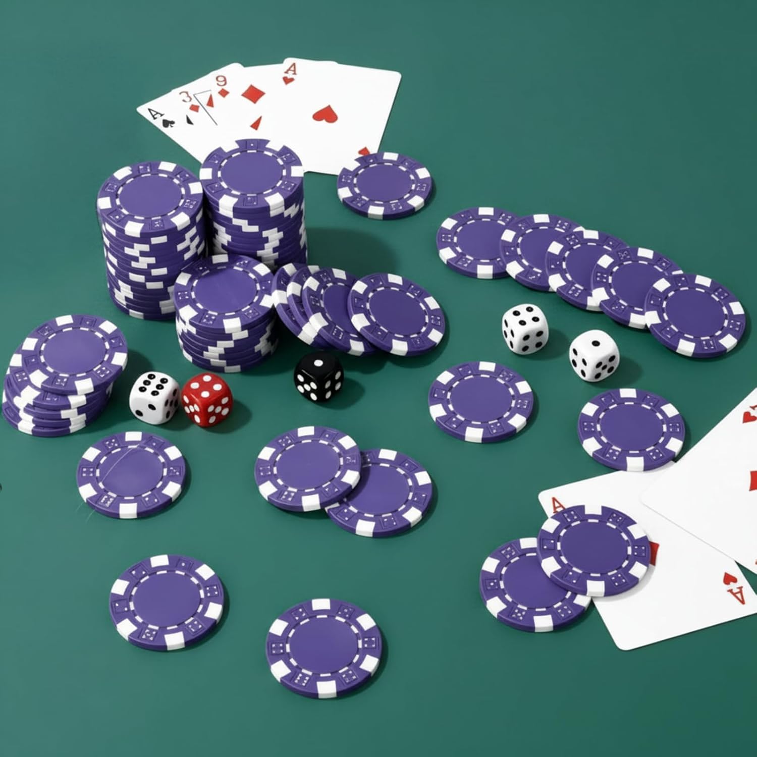 100 Pcs 11.5 Gram Poker Chips ABS Monte Carlo, 40 mm Bingo Chips Tokens Markers Blank Counting Bulk for Blackjack, and Card Night Poker Games