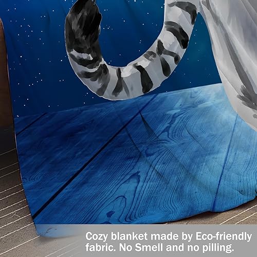 Miniatura 4 de Manta de forro polar de 50 x 40 pulgadas, suave, acogedora y cálida, manta de franela de felpa de tigre blanco siberiano bajo la noche estrellada
