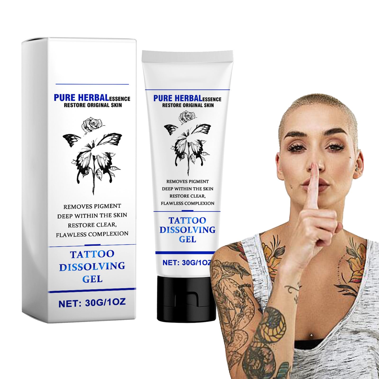 (02, F) Crema para Eliminar Tatuajes Naturalmente, Extracto de Planta, Rápida y Sin Dolor