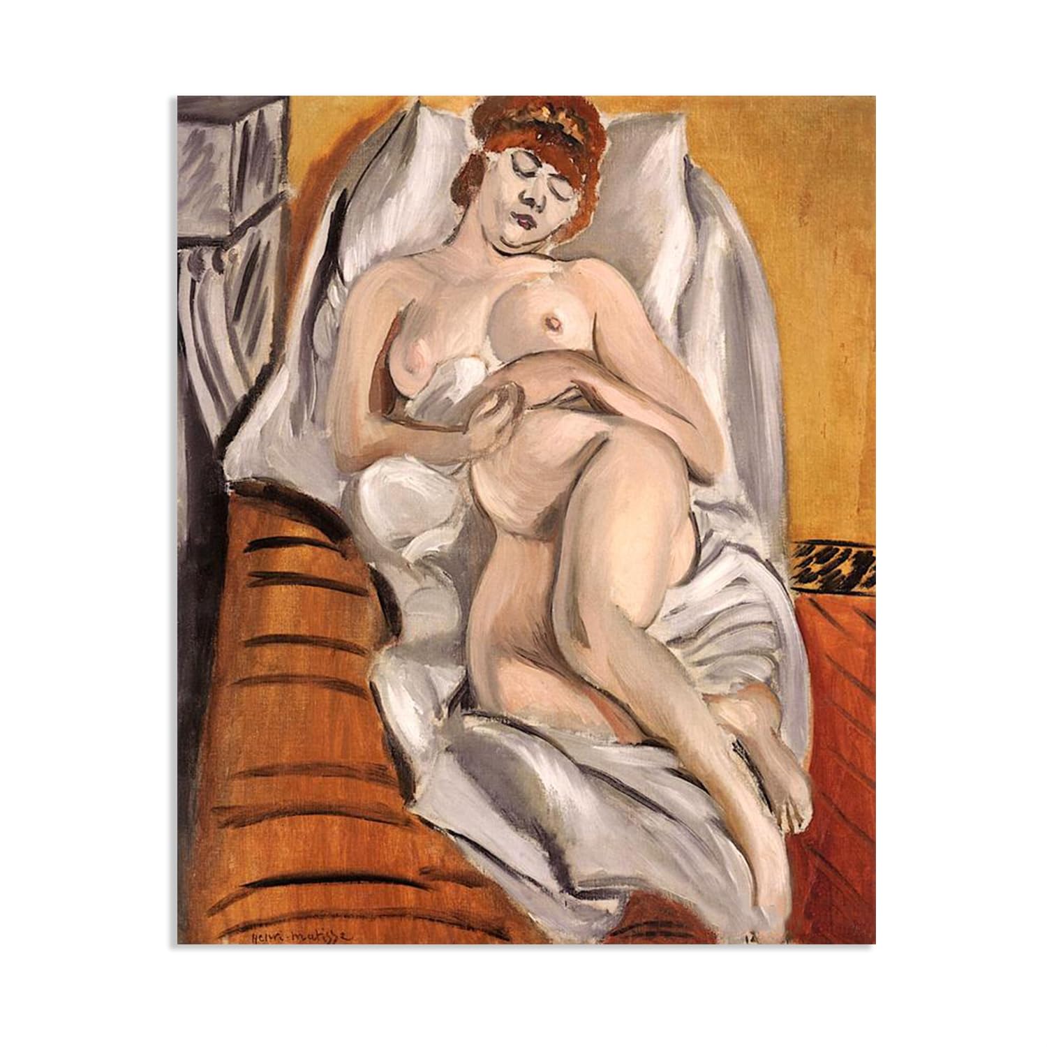 Mycggdgh Framed Henri Matisse Painting Reproduction Woman's Body Henri Matisse Abstract Art Canvas Wall Reproductions Classic Poster For Living Room Bathroom Office 80X60cm(31X24in) Poster