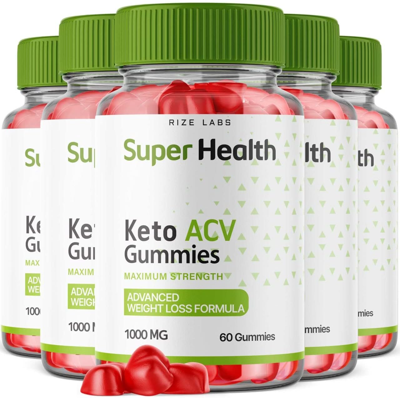 rize labs - Super Health Keto ACV Gummies - Advanced Weight Loss Formula for Belly Fat, Apple Cider Vinegar Superhealth Gummy Supplement (300 Gummies) (Pack of 5)