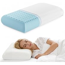 Sweetcrispy Cooling Gel Memory Foam Pillow, Neck Support for Back and Side Sleeper Adults, Medium Firm Pillow with Breathable Mesh, Removable & Washable Cover, 1 Pack White