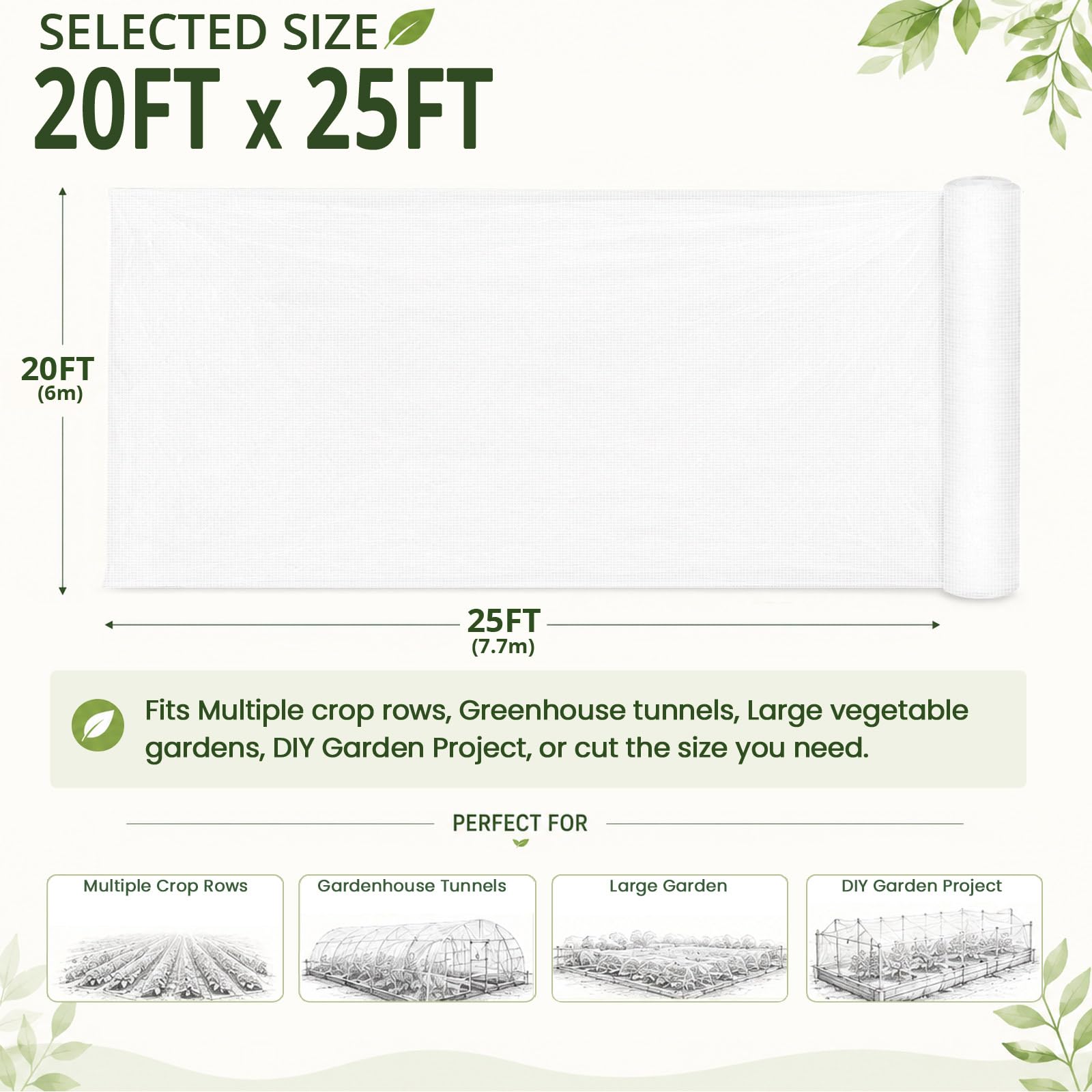 6 m x 7,6 m zanzariera insetti uccelli maglia fine barriera caccia tenda giardino schermo rete per proteggere le vostre piante frutta fiori