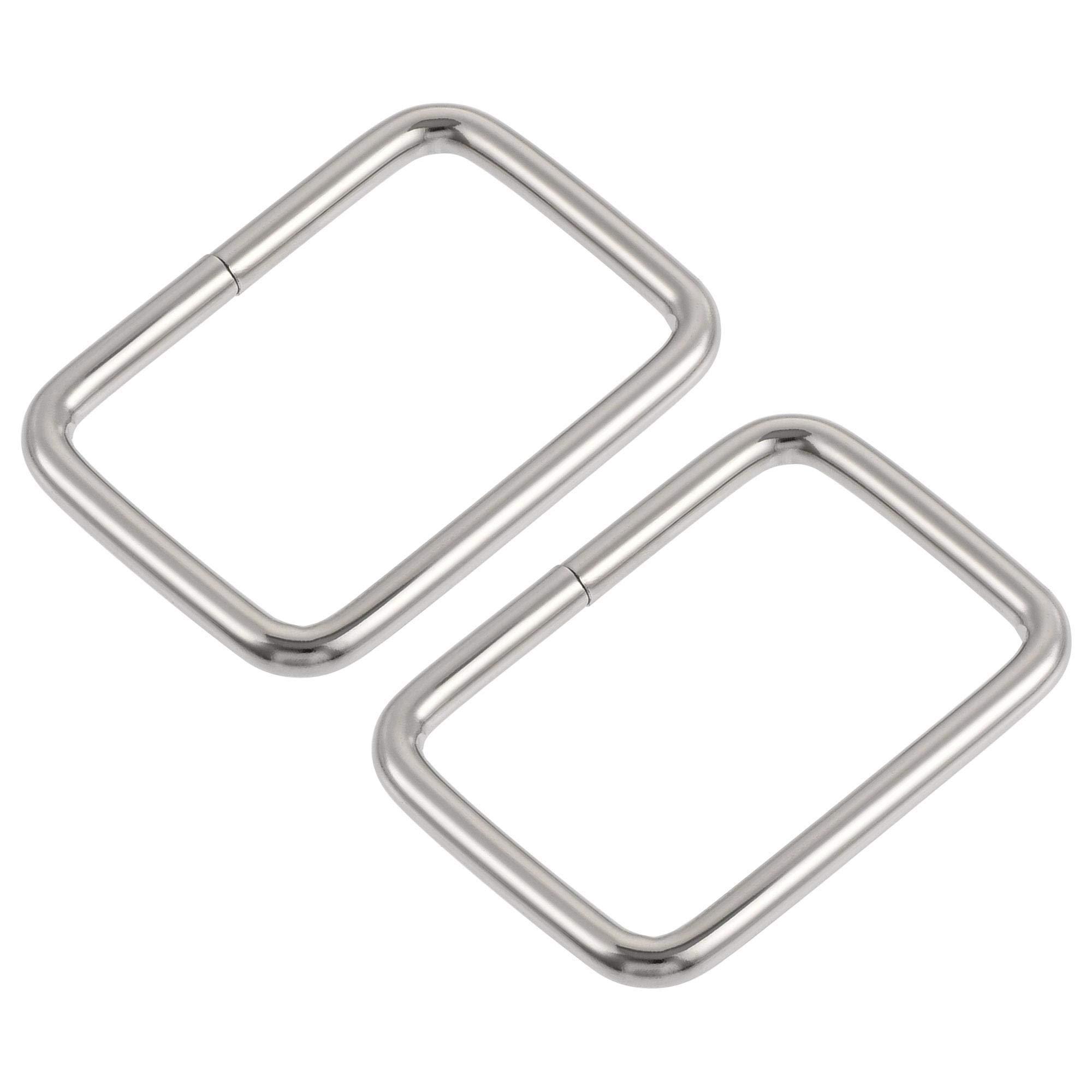 sourcing map Metal Rectangle Ring Buckles 38.8x25mm(1.53"x0.98") Inside Dimension for Bags Belts DIY Accessories Silver Tone 20pcs