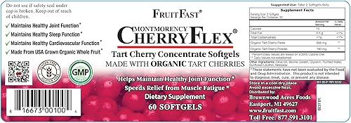 Miniatura 3 de FruitFast CherryFlex - Suplemento concentrado de cereza orgánica 100% rojo Tart - Cápsulas blandas masticables - 60 unidades - Sin OMG y sin gluten
