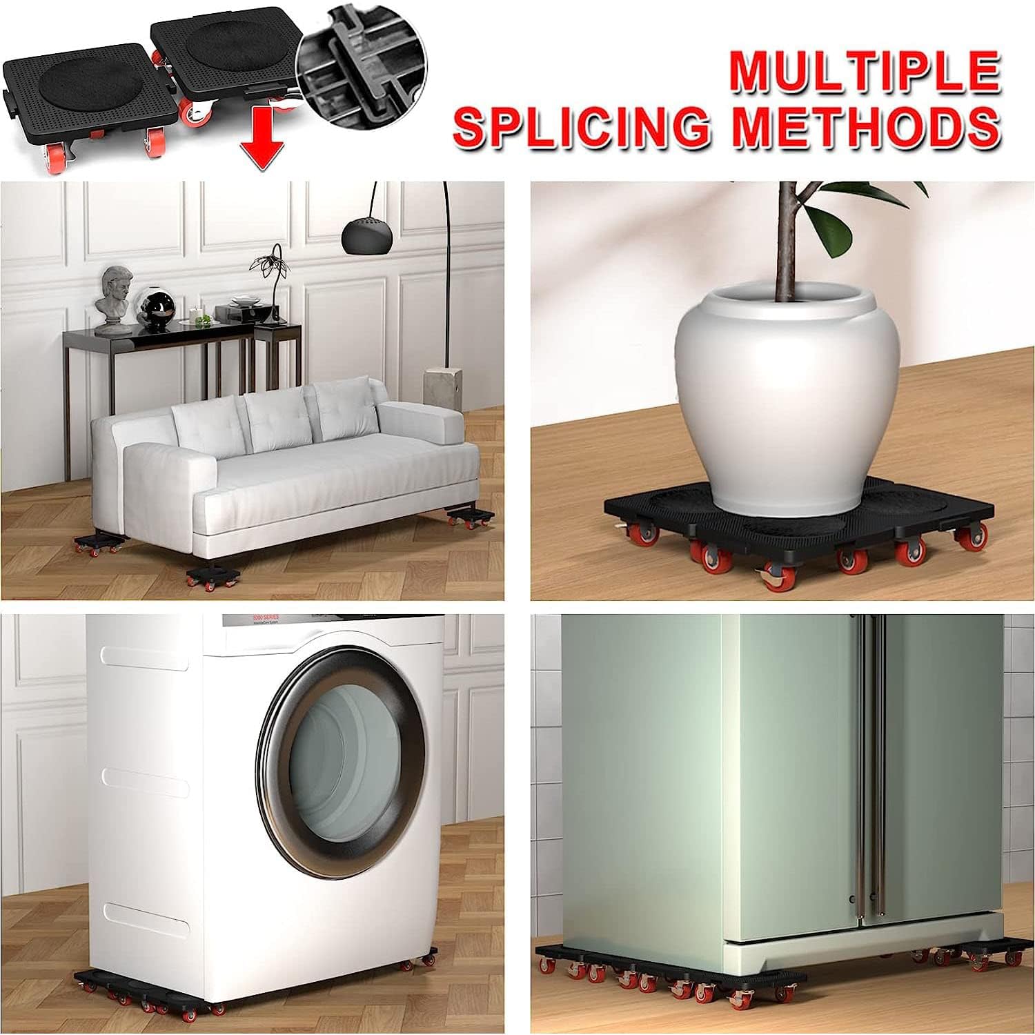 Kit di trasloco per mobili, resistente, con barra di sollevamento e 4 carrelli con ruote, capacità di 199,6 kg, per spostare facilmente divani, frigoriferi, armadi