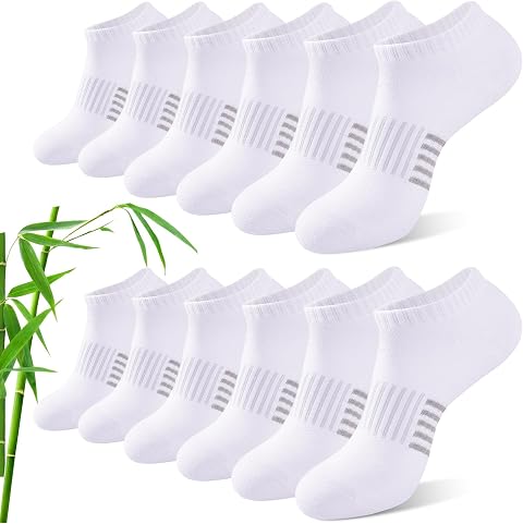 Bambus Sneaker Socken Damen 6/12 Paar, Atmungsaktive Gepolsterte Sportsocken Laufsocken, Anti Schweiß Kurze Socken Damen 39-42 35-38 Bunt, Geschenke für Frauen Sommer